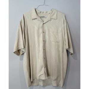 Tommy Bahama Silk Button-Up Shirt Rock Star Island Style Short Sleeve XL 2255